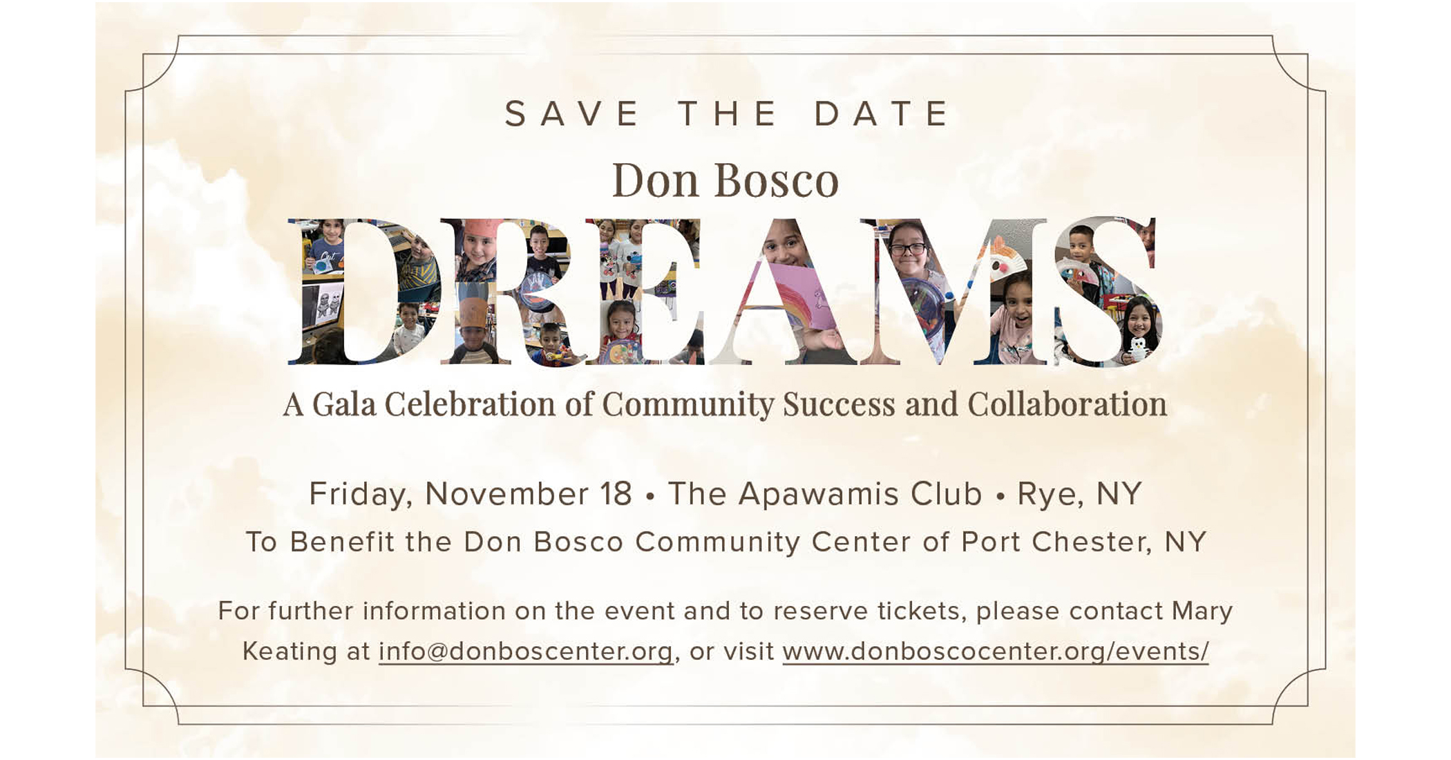 SAVE THE DATE: Don Bosco Dreams 2022 - November 18th, 2022
