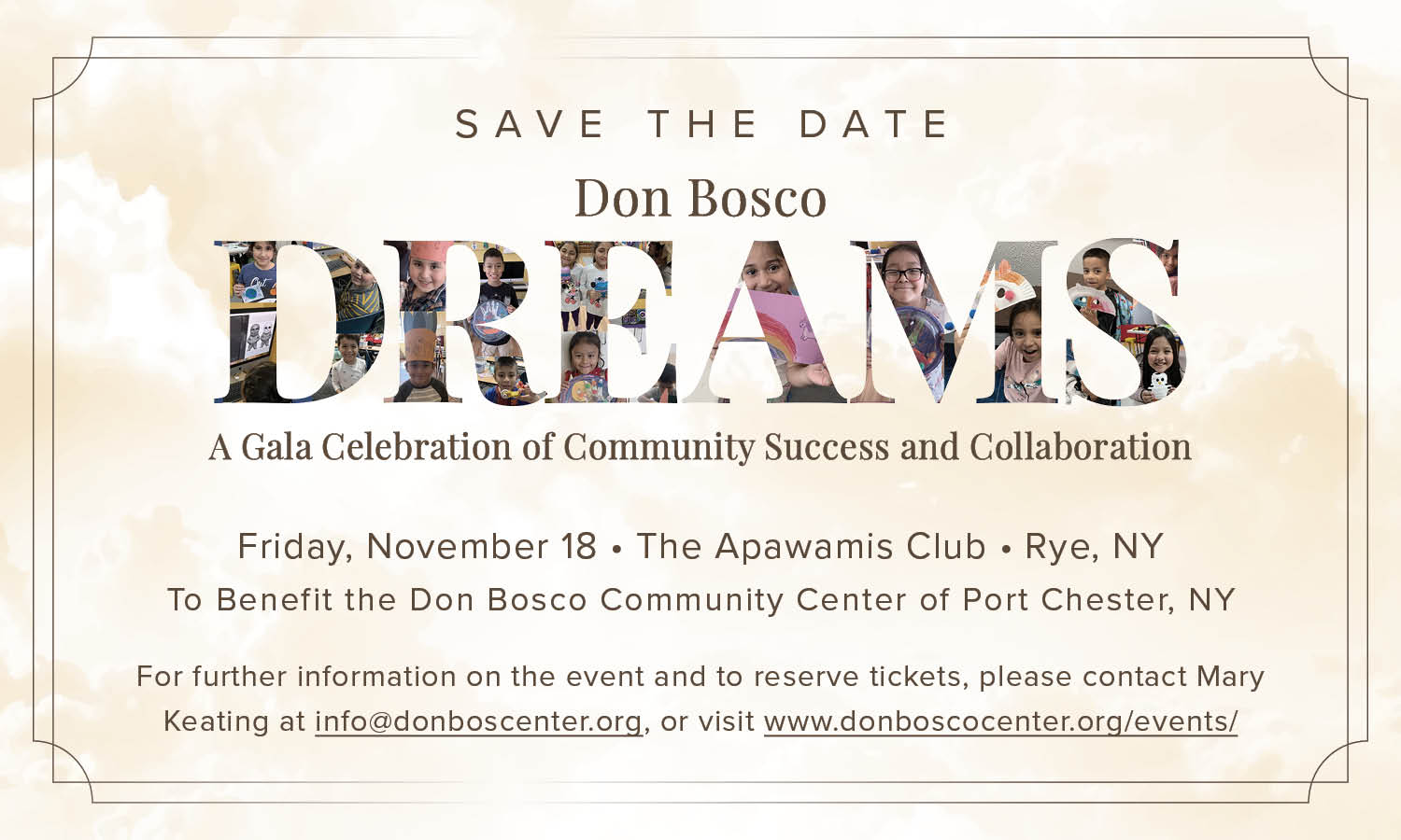 SAVE THE DATE: Don Bosco Dreams 2022